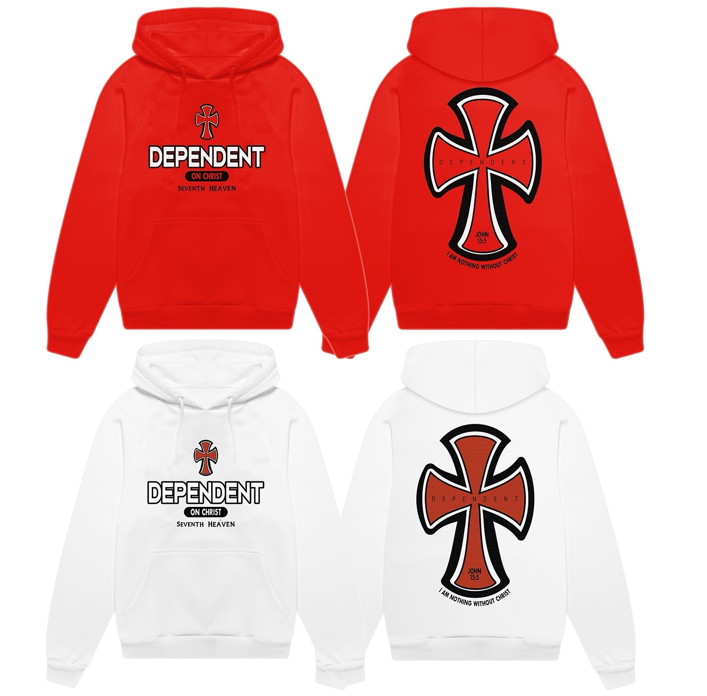 Seventh Heaven Cross Print Dependent Hoodie - Image 2